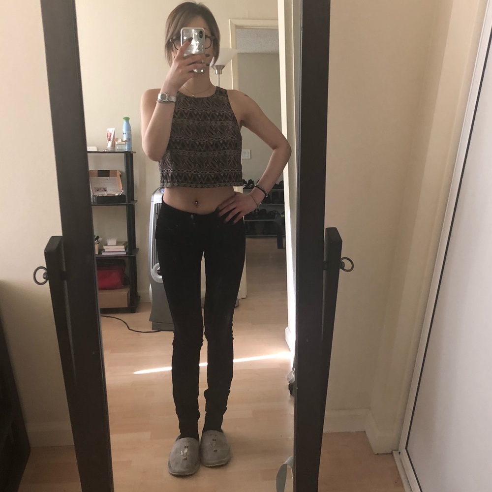 Paisley Crop Top Tank Button Back Size M